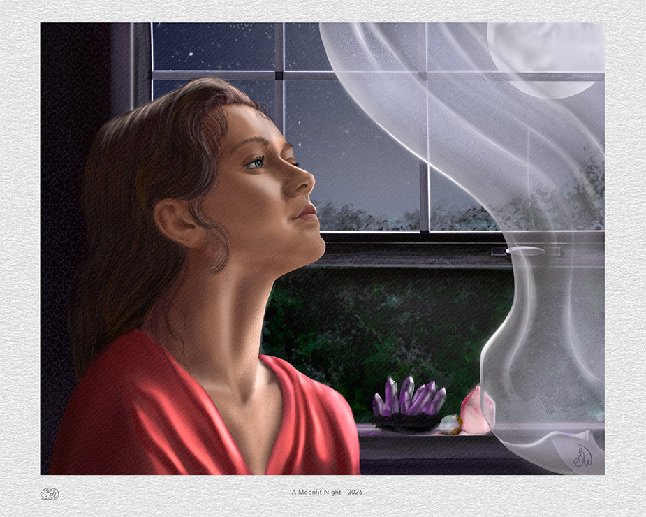 A Moonlit Night digital artwork by Shadowmyst Art print example.